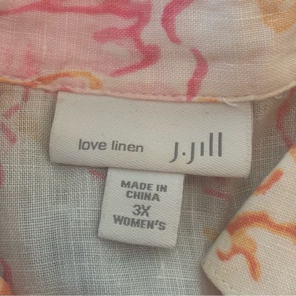 J. Jill 100% Linen Floral Button Down Shirt Size 3x - Picture 5 of 9